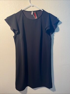 Women's Black Flutter Sleeve Dress.